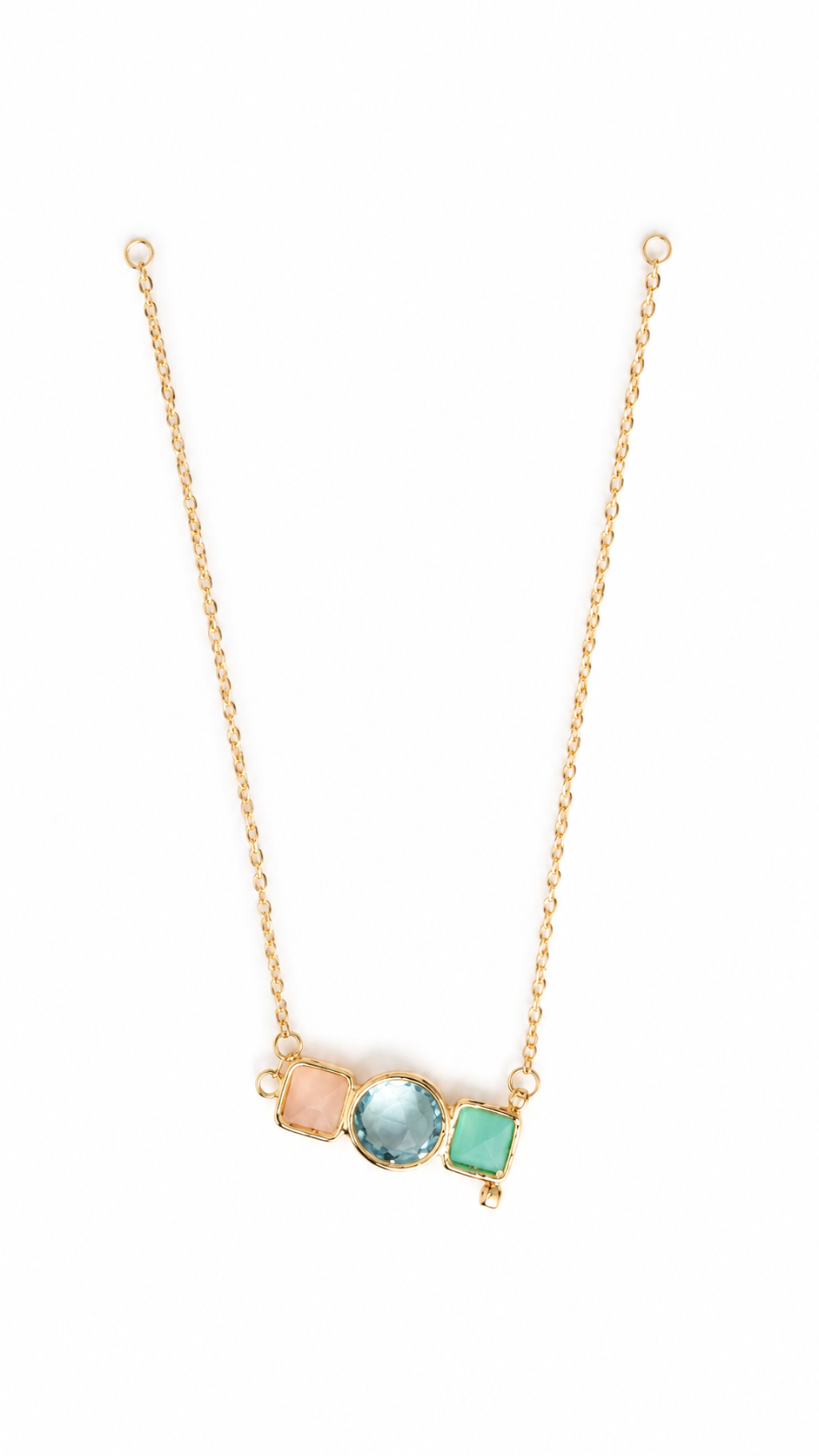 Collar Elinho Dorado Triple Piedra con Circones