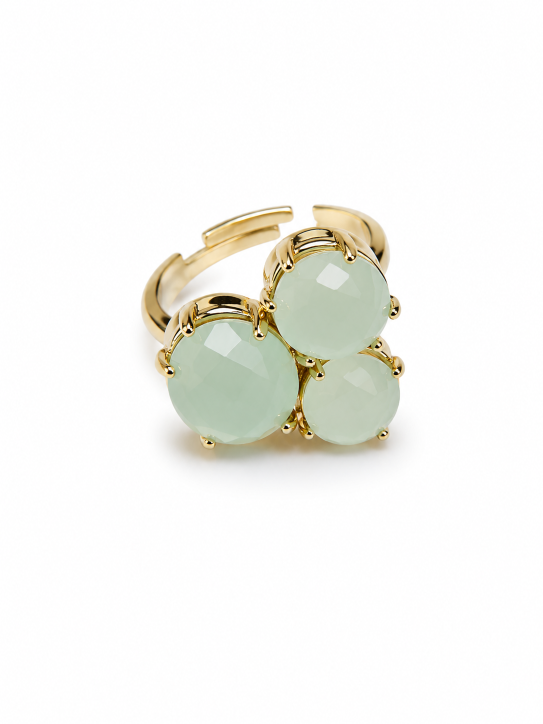 Anillo Trío de Piedras Ovaladas – Elegancia Dorada