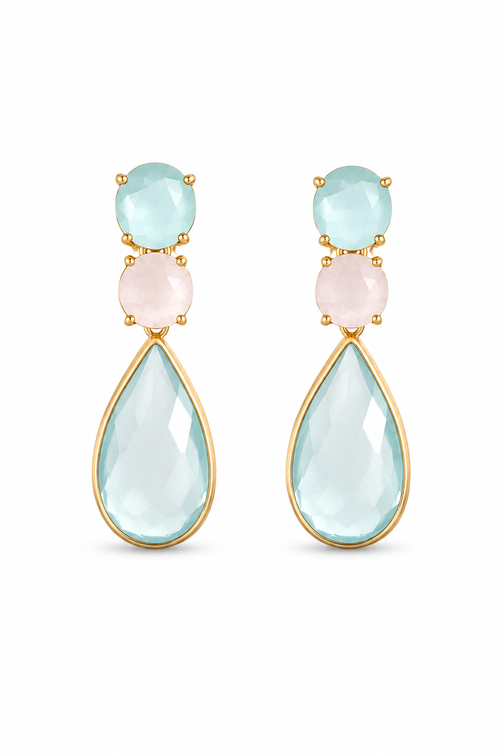 Fotografía principal de Aros Elegance con Piedras Ovaladas, Cristales y Gota de Resina — CC Woman