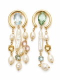 Aros en arco con gota, perlas y piedras — tu pieza protagonista