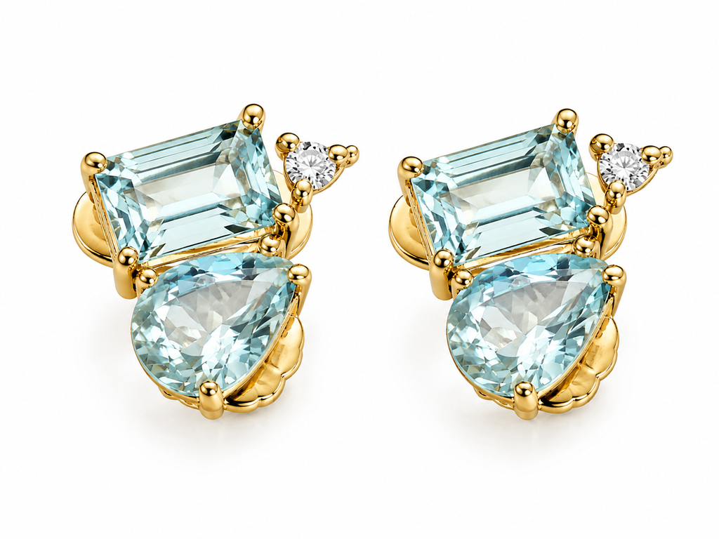 Fotografía principal de Aros con zirconia, gota y piedra rectangular — elegantes y brillantes — CC Woman