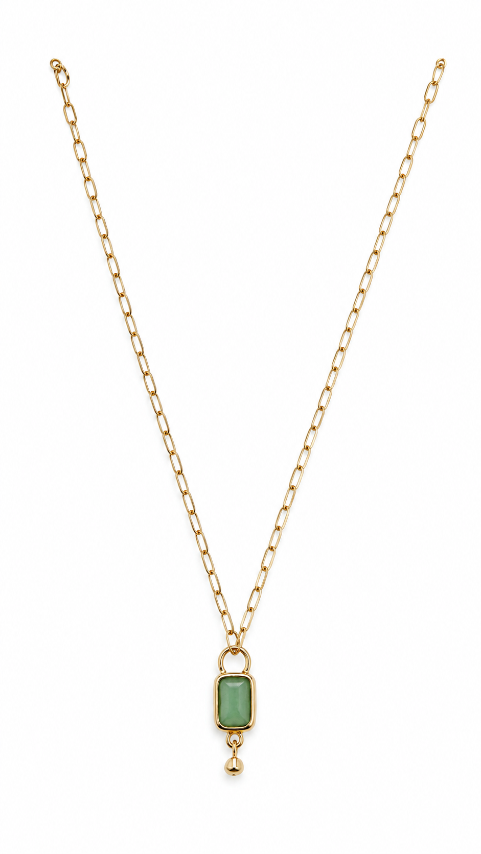 Collar con perla alargada y piedra rectangular — original y femenino