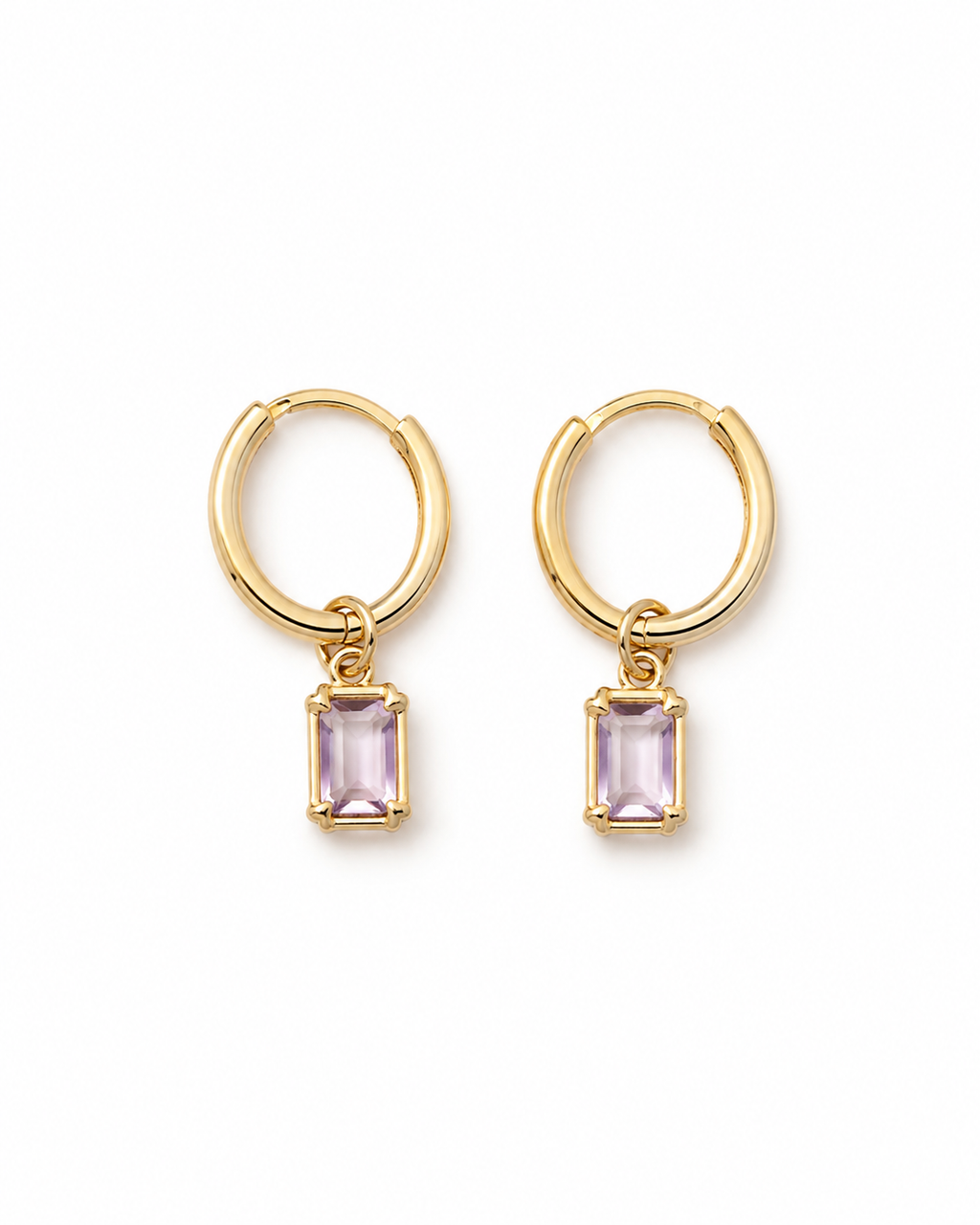 Aros Argolla Ovalada con Circones y Piedra Rectangular Engastada