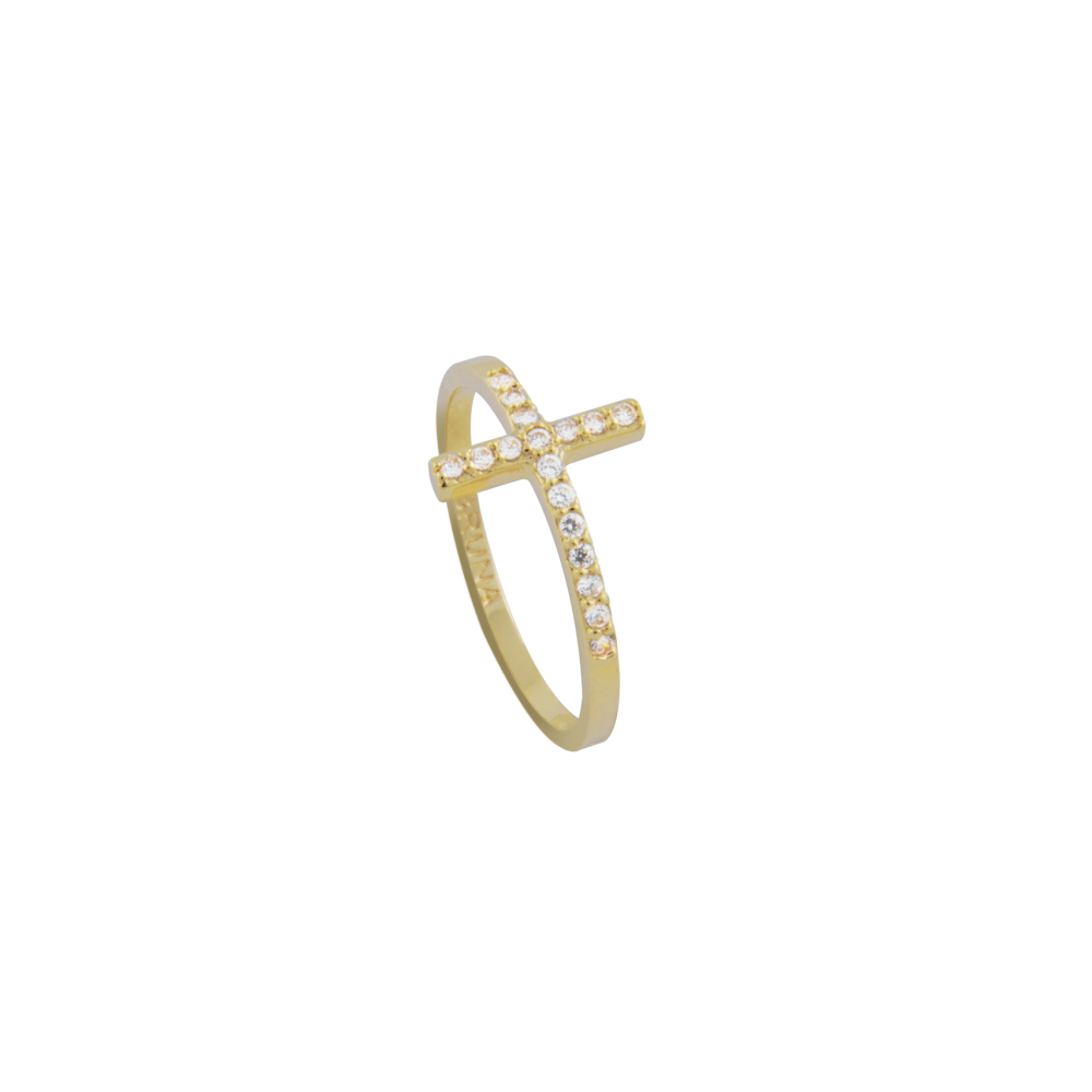 Anillo Cruz de Luz Dorada