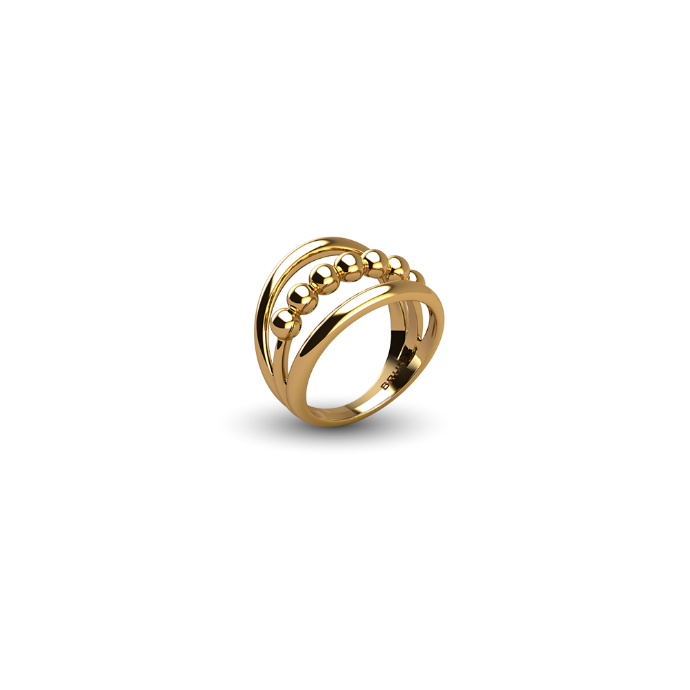 Anillo Esferas Doradas – Movimiento & Elegancia
