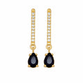 Aros Dorados Colgantes con Gota Negra