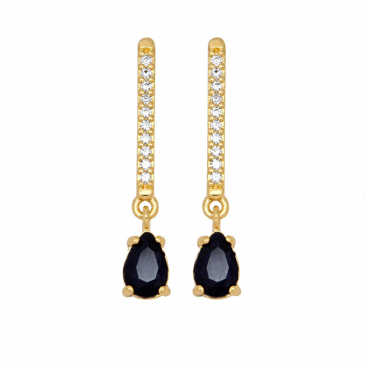 Aros Dorados Colgantes con Gota Negra
