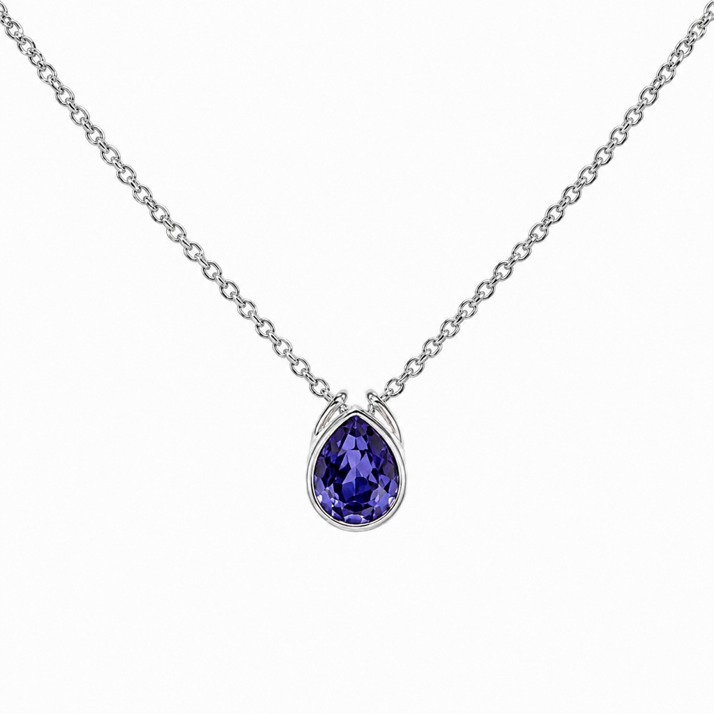 Collar Gota Azul Violeta con Cristal Swarovski