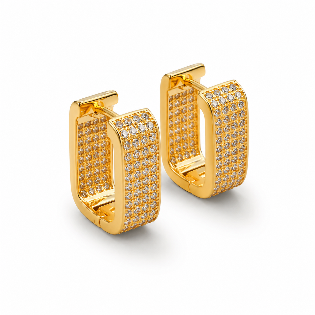 Pendientes Rectangulares  – Brillo Dorado