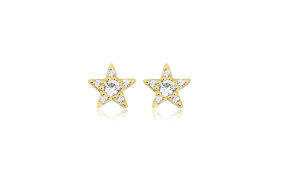 Aros de estrella dorada con cristales Bruna BB3142OU