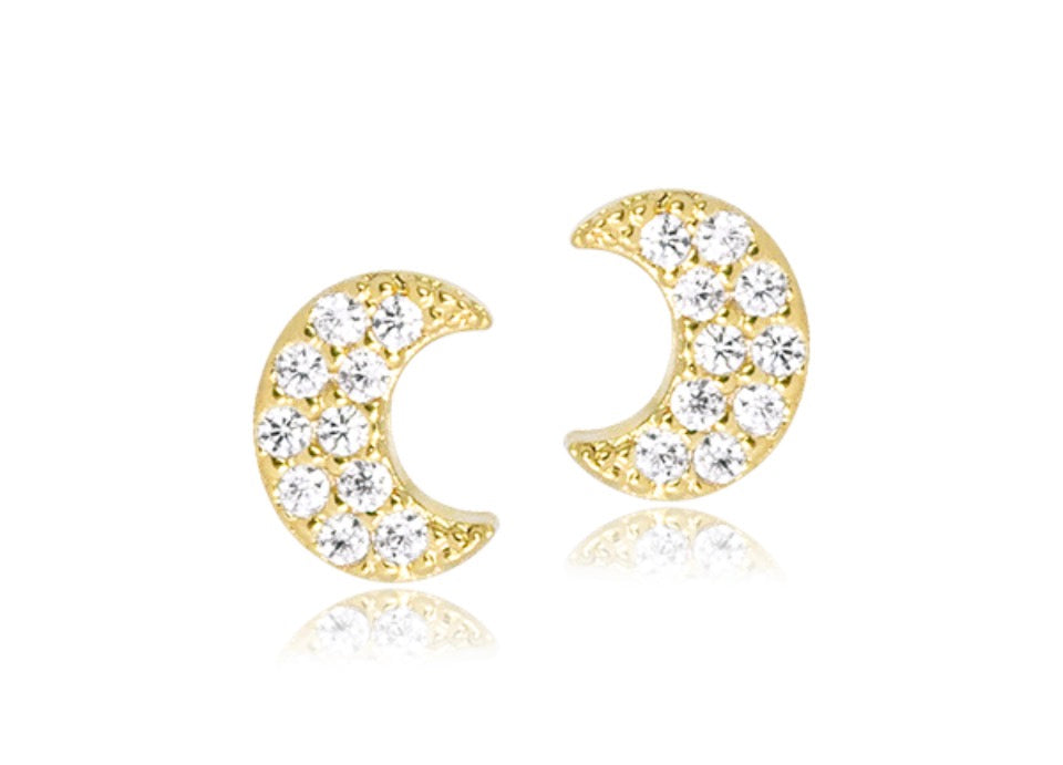 Aros media luna dorada con cristales Bruna BB3159OU