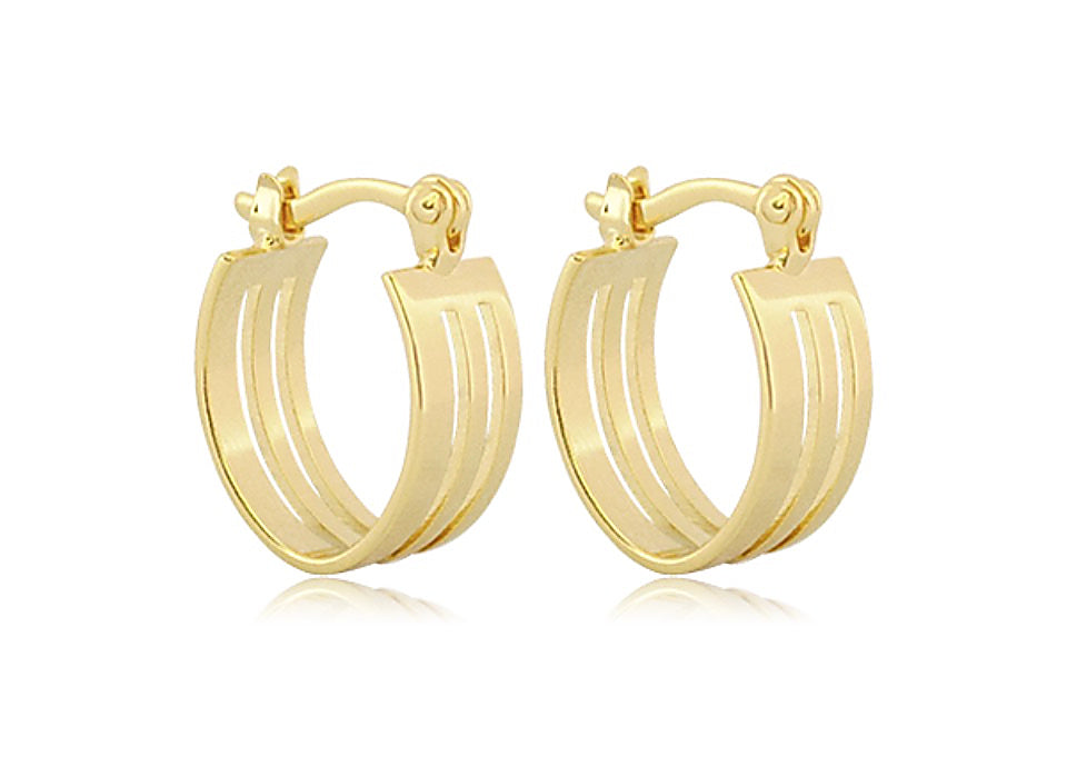 Aros argolla triple dorada Bruna BB3161OU, imagen original con nitidez mejorada