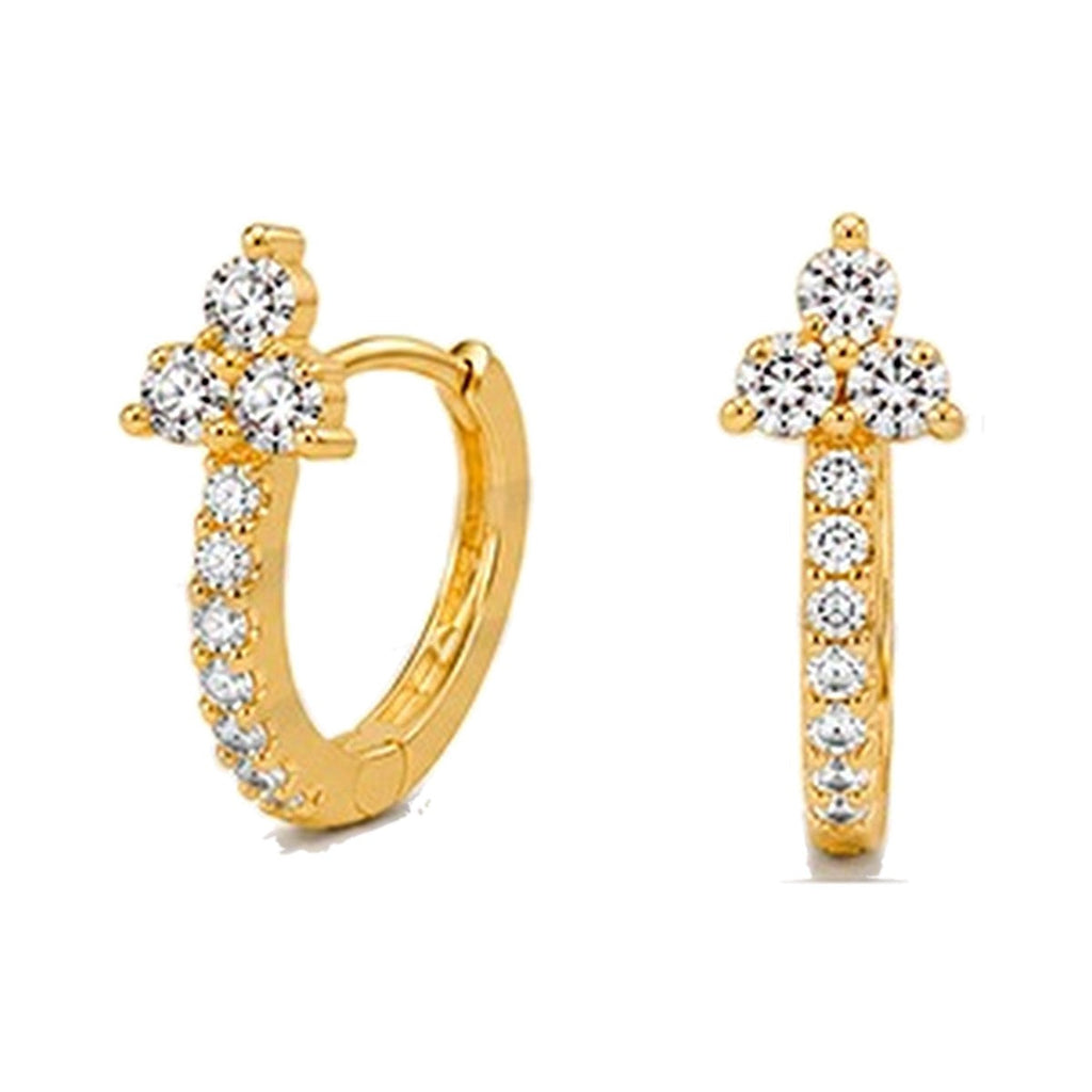 Argollas Cruz Lumière doradas con circonitas – CC WOMAN