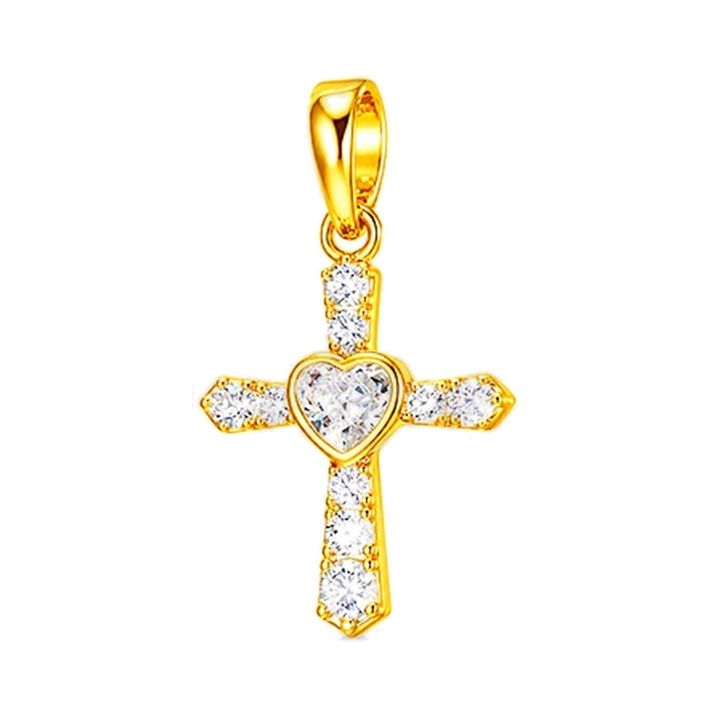Colgante Cruz Corazón Lumière dorado con circonitas – CC WOMAN
